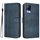 For vivo Y73 2021 Line Splicing Buckle Retro Leather Phone Case(Dark Blue) - 2