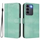 For vivo V27 5G / V27 Pro 5G Global Line Splicing Buckle Retro Leather Phone Case(Mint) - 2