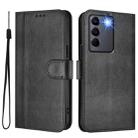 For vivo V27 5G / V27 Pro 5G Global Line Splicing Buckle Retro Leather Phone Case(Black) - 2