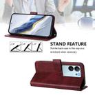 For vivo V29e 5G / V30 Lite 5G Global Line Splicing Buckle Retro Leather Phone Case(Wine Red) - 3