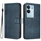 For vivo V29e 5G / V30 Lite 5G Global Line Splicing Buckle Retro Leather Phone Case(Dark Blue) - 2