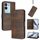 For vivo V29e 5G / V30 Lite 5G Global Line Splicing Buckle Retro Leather Phone Case(Brown) - 1