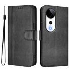 For vivo V40 5G / V40 Pro 5G Global Line Splicing Buckle Retro Leather Phone Case(Black) - 2