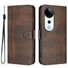 For vivo V40 5G / V40 Pro 5G Global Line Splicing Buckle Retro Leather Phone Case(Brown) - 2