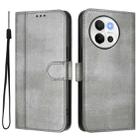 For vivo V30E 5G Global / V40 Lite 5G Line Splicing Buckle Retro Leather Phone Case(Grey) - 2