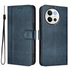 For vivo V30E 5G Global / V40 Lite 5G Line Splicing Buckle Retro Leather Phone Case(Dark Blue) - 2