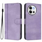 For vivo V30E 5G Global / V40 Lite 5G Line Splicing Buckle Retro Leather Phone Case(Purple) - 2