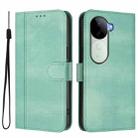 For vivo V40e 5G India / iQOO Z9s 5G Line Splicing Buckle Retro Leather Phone Case(Mint) - 2