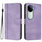 For vivo V40e 5G India / iQOO Z9s 5G Line Splicing Buckle Retro Leather Phone Case(Purple) - 2