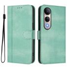 For vivo V50 Lite 5G Global / V40 Lite 4G Line Splicing Buckle Retro Leather Phone Case(Mint) - 2