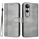 For vivo V50 Lite 5G Global / V40 Lite 4G Line Splicing Buckle Retro Leather Phone Case(Grey) - 2