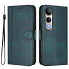 For vivo V50 Lite 5G Global / V40 Lite 4G Line Splicing Buckle Retro Leather Phone Case(Dark Green) - 2