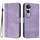 For vivo V50 Lite 5G Global / V40 Lite 4G Line Splicing Buckle Retro Leather Phone Case(Purple) - 2