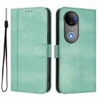 For vivo V50 5G Global Line Splicing Buckle Retro Leather Phone Case(Mint) - 2