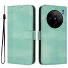For vivo X100s 5G Line Splicing Buckle Retro Leather Phone Case(Mint) - 2