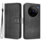For vivo X100s 5G Line Splicing Buckle Retro Leather Phone Case(Black) - 2
