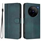 For vivo X100s 5G Line Splicing Buckle Retro Leather Phone Case(Dark Green) - 2