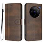 For vivo X100s 5G Line Splicing Buckle Retro Leather Phone Case(Brown) - 2