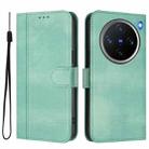 For vivo X200 Pro mini Line Splicing Buckle Retro Leather Phone Case(Mint) - 2