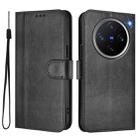 For vivo X200 Pro mini Line Splicing Buckle Retro Leather Phone Case(Black) - 2