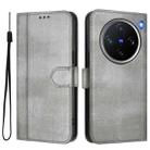 For vivo X200 Pro mini Line Splicing Buckle Retro Leather Phone Case(Grey) - 2