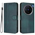 For vivo X200 Pro mini Line Splicing Buckle Retro Leather Phone Case(Dark Green) - 2
