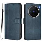 For vivo X200 Pro mini Line Splicing Buckle Retro Leather Phone Case(Dark Blue) - 2
