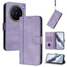 For vivo X200 Pro mini Line Splicing Buckle Retro Leather Phone Case(Purple) - 1