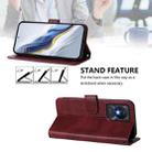 For vivo Y02A 4G / Y02 4G / Y11 2023 Line Splicing Buckle Retro Leather Phone Case(Wine Red) - 3