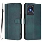 For vivo Y02A 4G / Y02 4G / Y11 2023 Line Splicing Buckle Retro Leather Phone Case(Dark Green) - 2