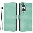 For vivo Y03 4G / Y18 4G Global Line Splicing Buckle Retro Leather Phone Case(Mint) - 2