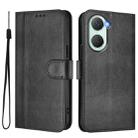 For vivo Y03 4G / Y18 4G Global Line Splicing Buckle Retro Leather Phone Case(Black) - 2