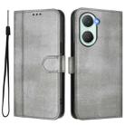 For vivo Y03 4G / Y18 4G Global Line Splicing Buckle Retro Leather Phone Case(Grey) - 2