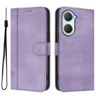For vivo Y03 4G / Y18 4G Global Line Splicing Buckle Retro Leather Phone Case(Purple) - 2