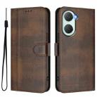 For vivo Y03 4G / Y18 4G Global Line Splicing Buckle Retro Leather Phone Case(Brown) - 2