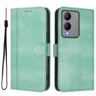 For vivo Y17s 4G Global / Y17s 5G India Line Splicing Buckle Retro Leather Phone Case(Mint) - 2