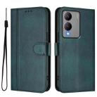 For vivo Y17s 4G Global / Y17s 5G India Line Splicing Buckle Retro Leather Phone Case(Dark Green) - 2