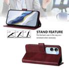 For vivo Y19s 4G Global Line Splicing Buckle Retro Leather Phone Case(Wine Red) - 3