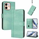 For vivo Y28 4G Global Line Splicing Buckle Retro Leather Phone Case(Mint) - 1