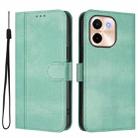 For vivo Y28 4G Global Line Splicing Buckle Retro Leather Phone Case(Mint) - 2