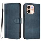 For vivo Y28 4G Global Line Splicing Buckle Retro Leather Phone Case(Dark Blue) - 2