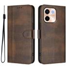 For vivo Y28 4G Global Line Splicing Buckle Retro Leather Phone Case(Brown) - 2