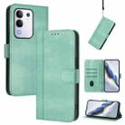 For vivo Y29 4G Global Line Splicing Buckle Retro Leather Phone Case(Mint) - 1