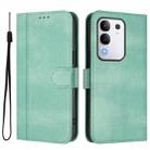 For vivo Y29 4G Global Line Splicing Buckle Retro Leather Phone Case(Mint) - 2