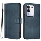 For vivo Y29 4G Global Line Splicing Buckle Retro Leather Phone Case(Dark Blue) - 2