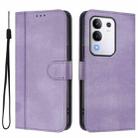 For vivo Y29 4G Global Line Splicing Buckle Retro Leather Phone Case(Purple) - 2