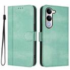 For vivo Y04 4G Global / Y29s 5G Line Splicing Buckle Retro Leather Phone Case(Mint) - 2