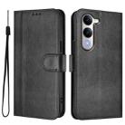 For vivo Y04 4G Global / Y29s 5G Line Splicing Buckle Retro Leather Phone Case(Black) - 2