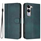 For vivo Y04 4G Global / Y29s 5G Line Splicing Buckle Retro Leather Phone Case(Dark Green) - 2