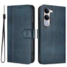 For vivo Y04 4G Global / Y29s 5G Line Splicing Buckle Retro Leather Phone Case(Dark Blue) - 2